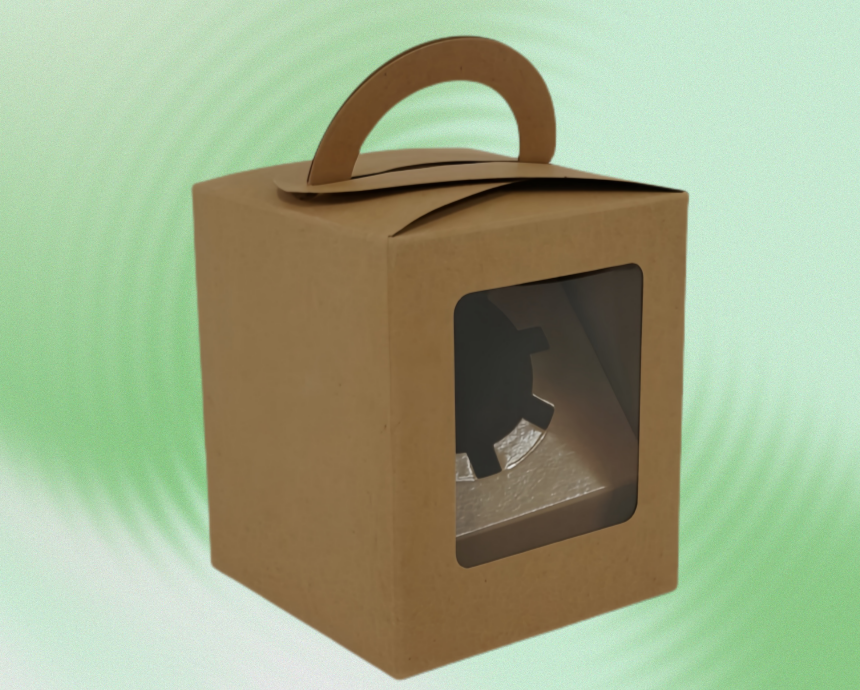 1-Pack Kraft Paper Cupcake Packaging Boxes With Handle