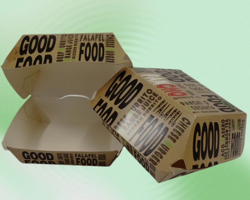 100% Environmental Paper Hamburger Box packaging detail