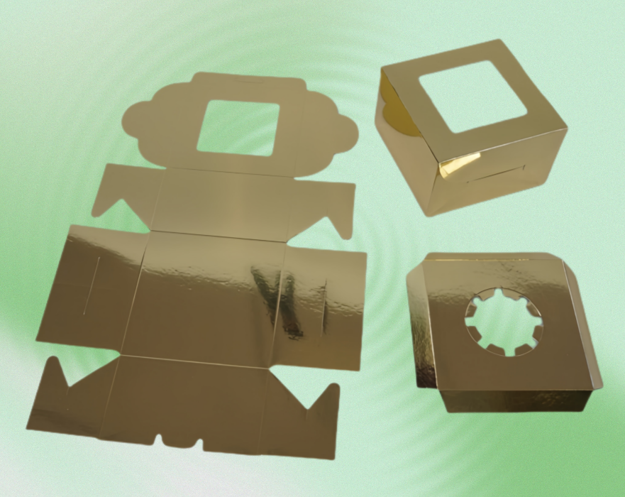 Gold Foil Cardboard Cake Packaging Boxes With Insert packaging detail