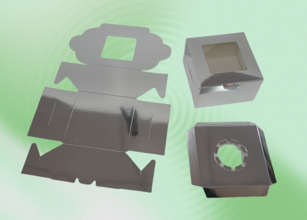 Silver Foil Cardboard Cupcake Packaging Boxes packaging detail